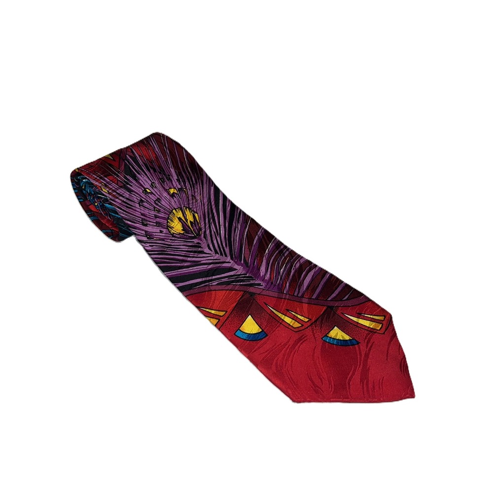 VTG 90s Retro Rush Limbaugh "No Boundaries" Collection Silk Necktie Peacock 58"